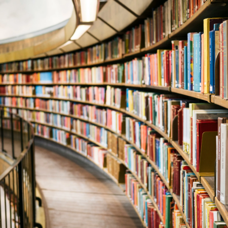 multiple books in a library